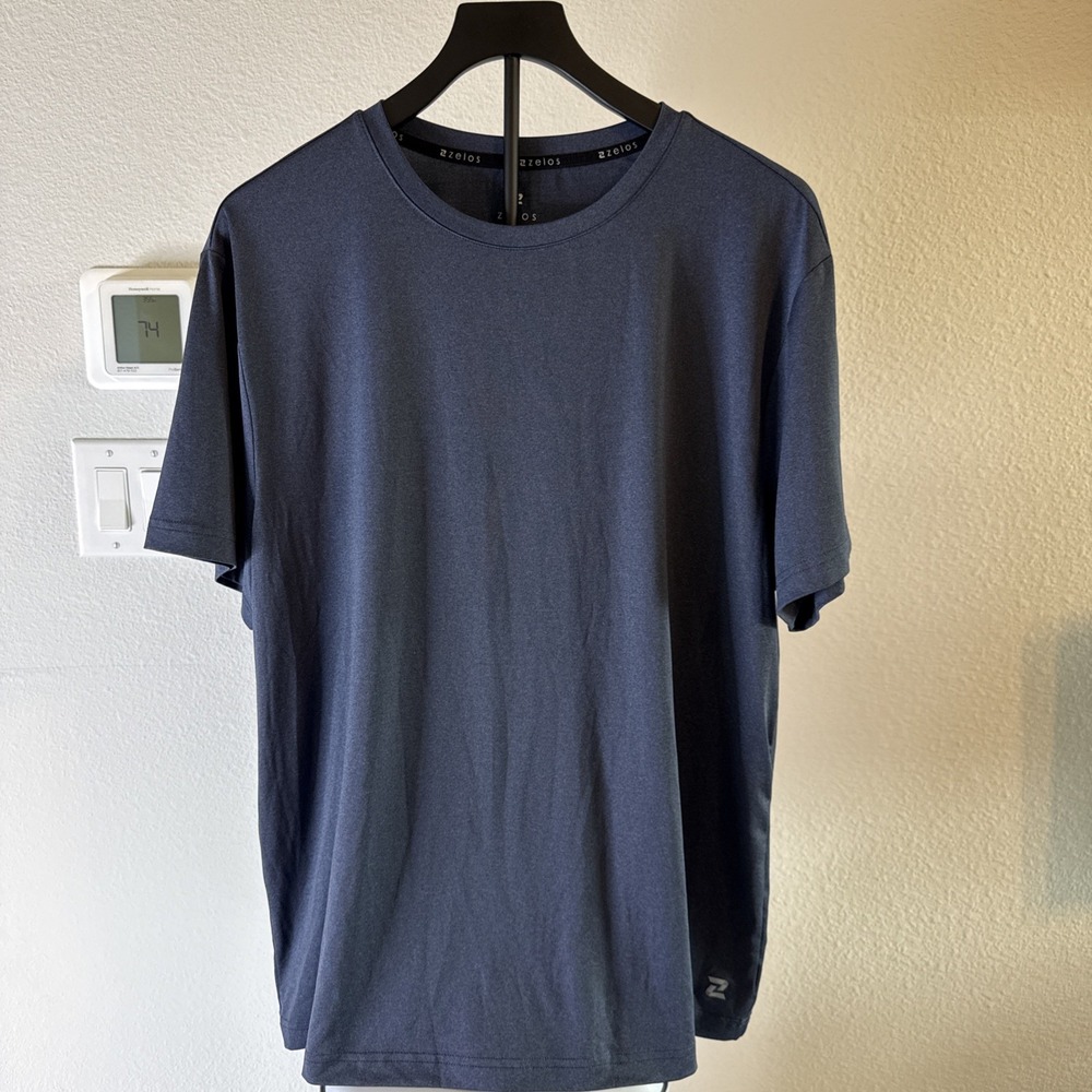 ZELOS Men's Blue Moisture Wicking T-Shirt Athletic Performance Size Large